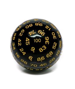 DÉ 100 FACES OPAQUE NOIR GRAVURES JAUNES